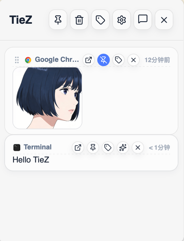 TieZ app interface